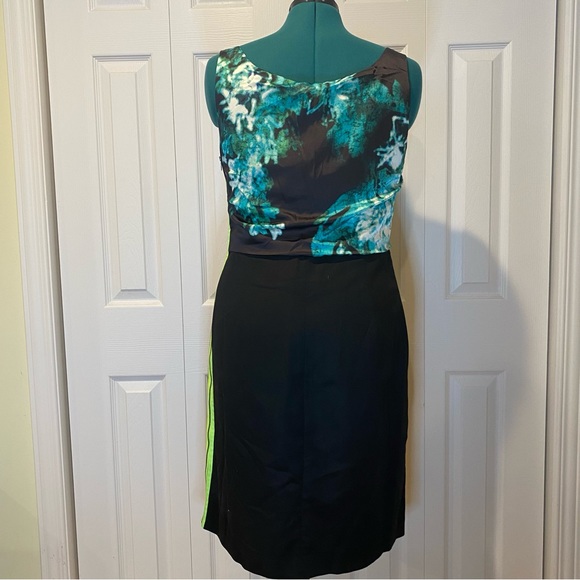 TAHARI Satin Neon Zipper Accent Office Professional Dress. Size 14 - Picture 9 of 16